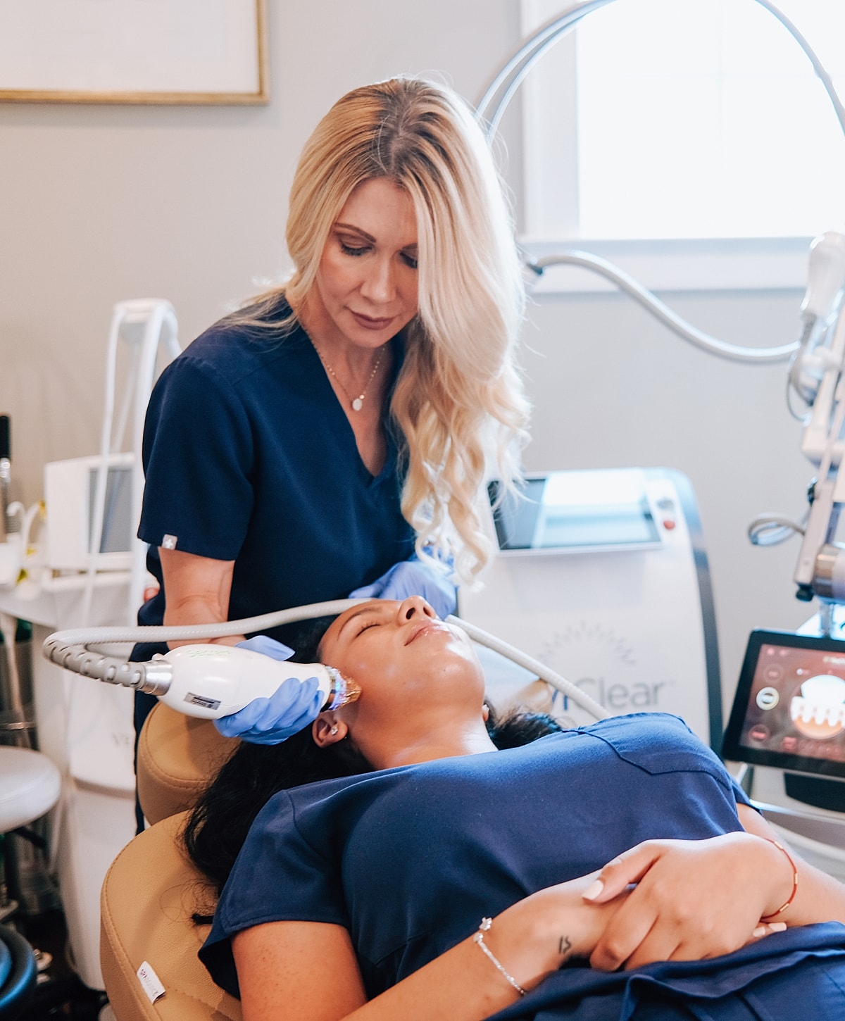 Skin treatment in a professional aesthetic clinic.